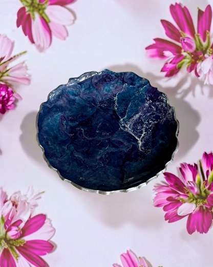 Purple and Blue Platter 12" geode design epoxy resin
