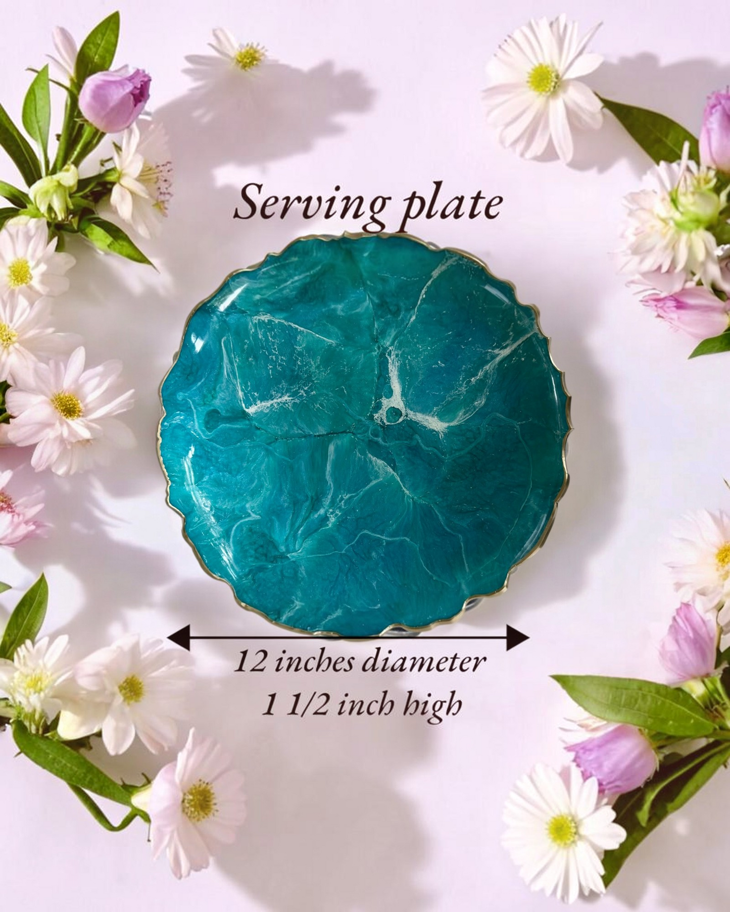 Ocean colors Platter 12" geode design epoxy resin