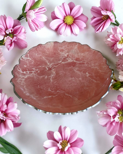 Light Pink Platter 12" geode design epoxy resin