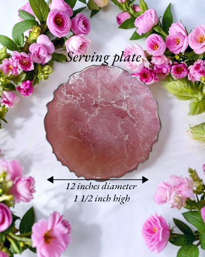Light Pink Platter 12" geode design epoxy resin