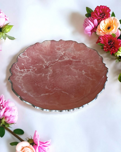 Light Pink Platter 12" geode design epoxy resin