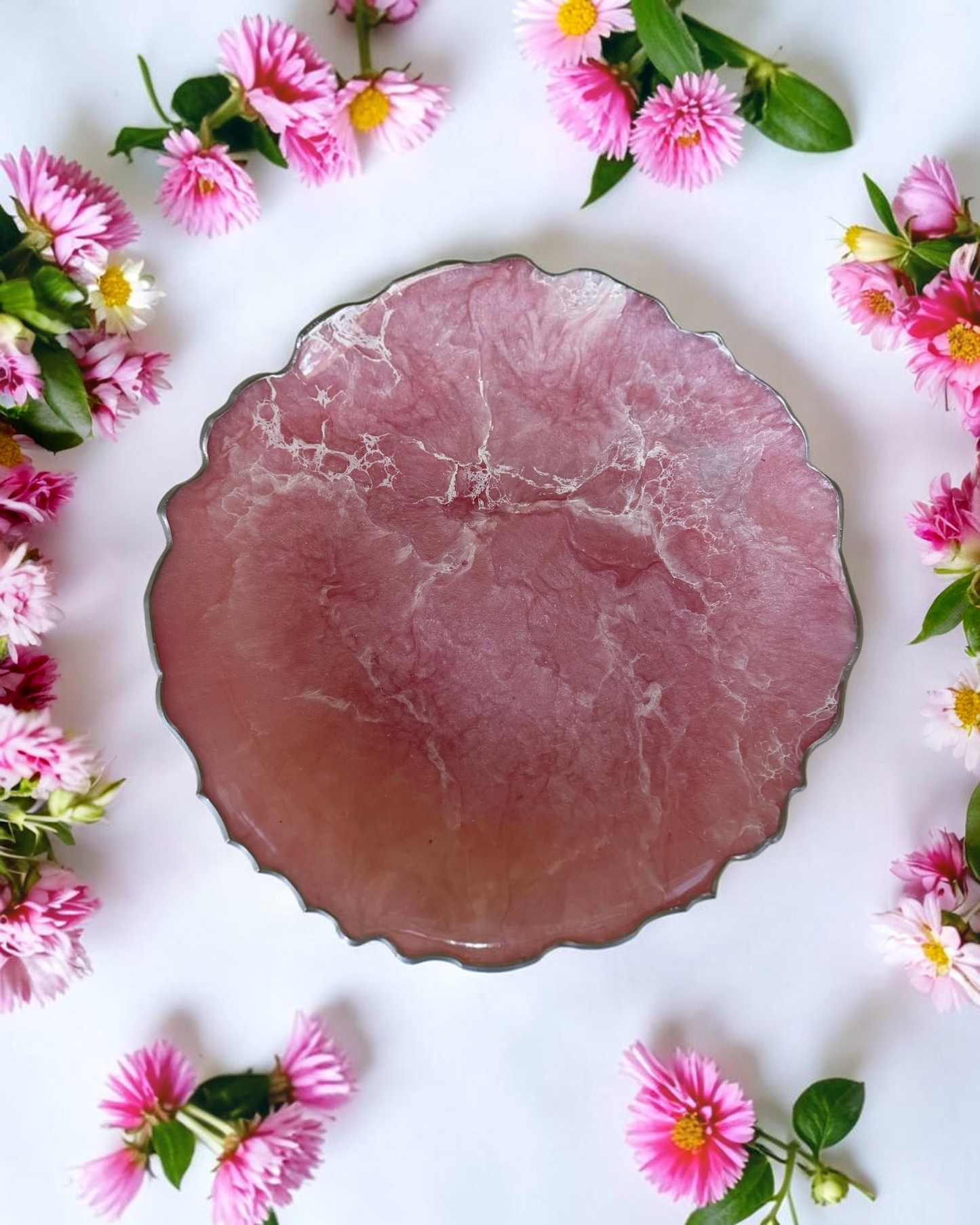Light Pink Platter 12" geode design epoxy resin