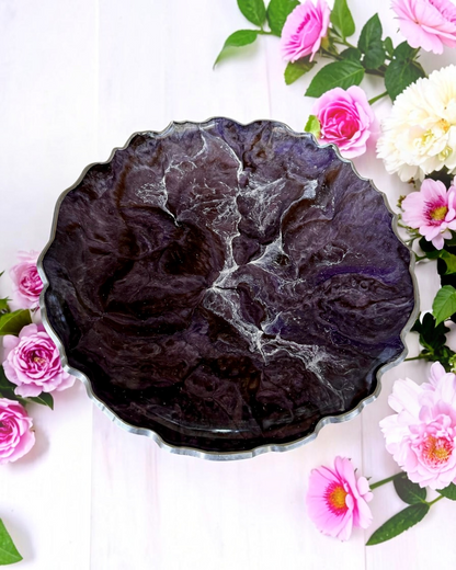 Purple and Brown Platter 12" geode design epoxy resin