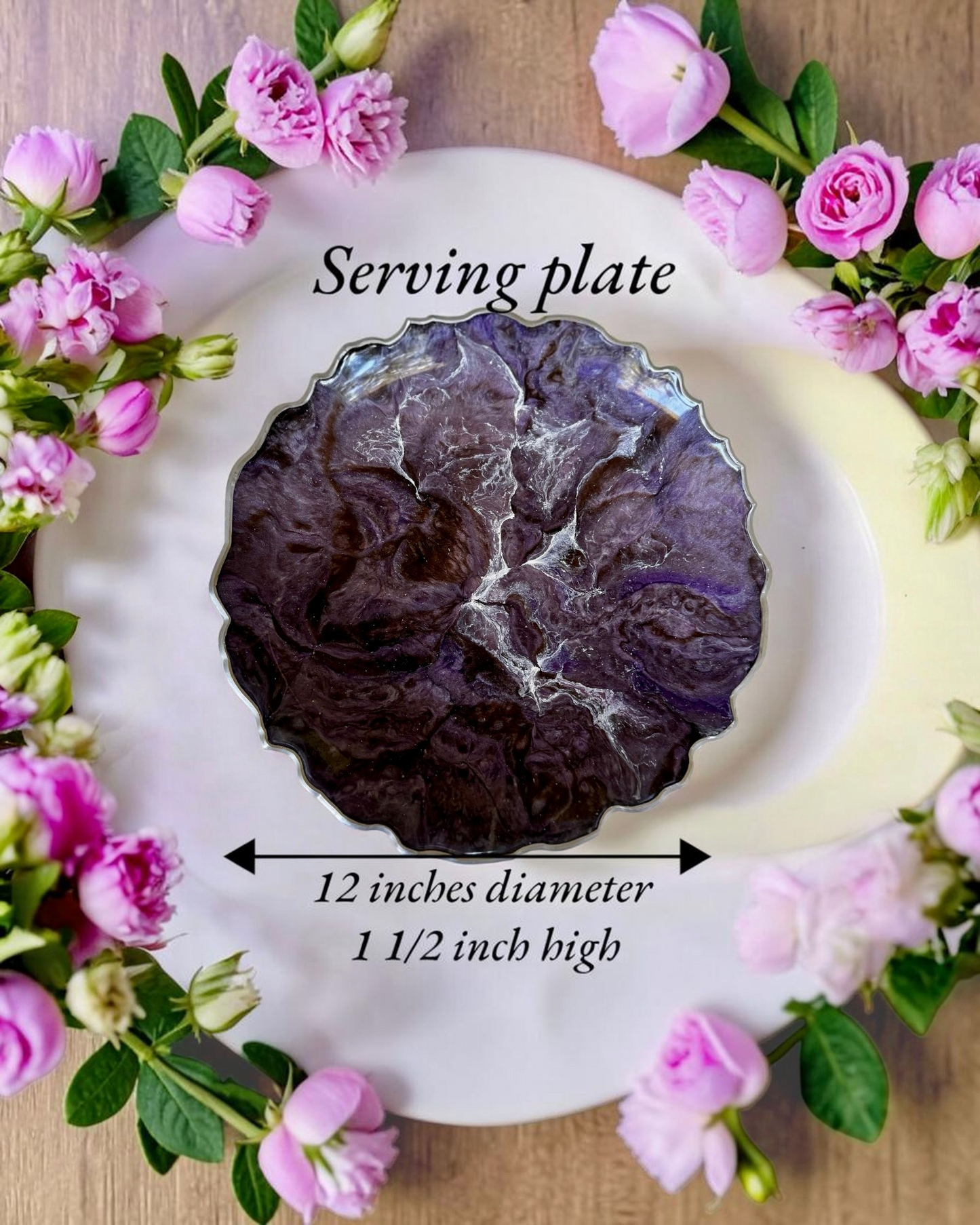 Purple and Brown Platter 12" geode design epoxy resin