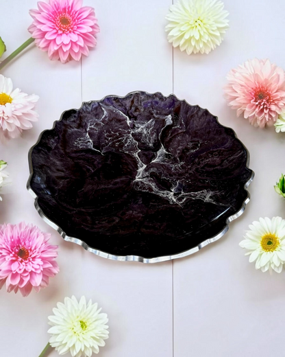 Purple and Brown Platter 12" geode design epoxy resin