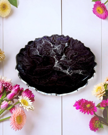 Purple and Brown Platter 12" geode design epoxy resin