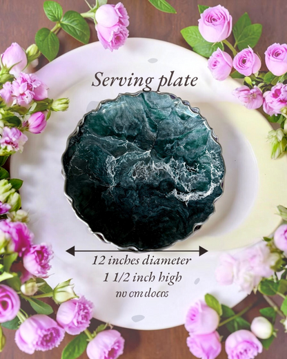 Teal and Silver Platter 12" geode design epoxy resin