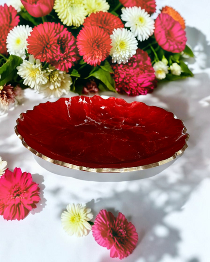 Red Platter 12" geode design epoxy resin