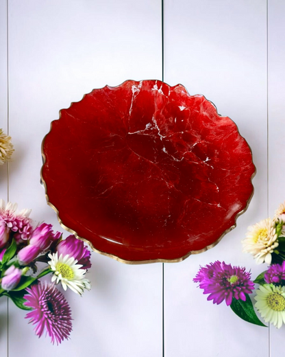 Red Platter 12" geode design epoxy resin