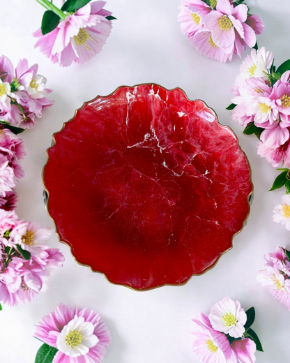 Red Platter 12" geode design epoxy resin