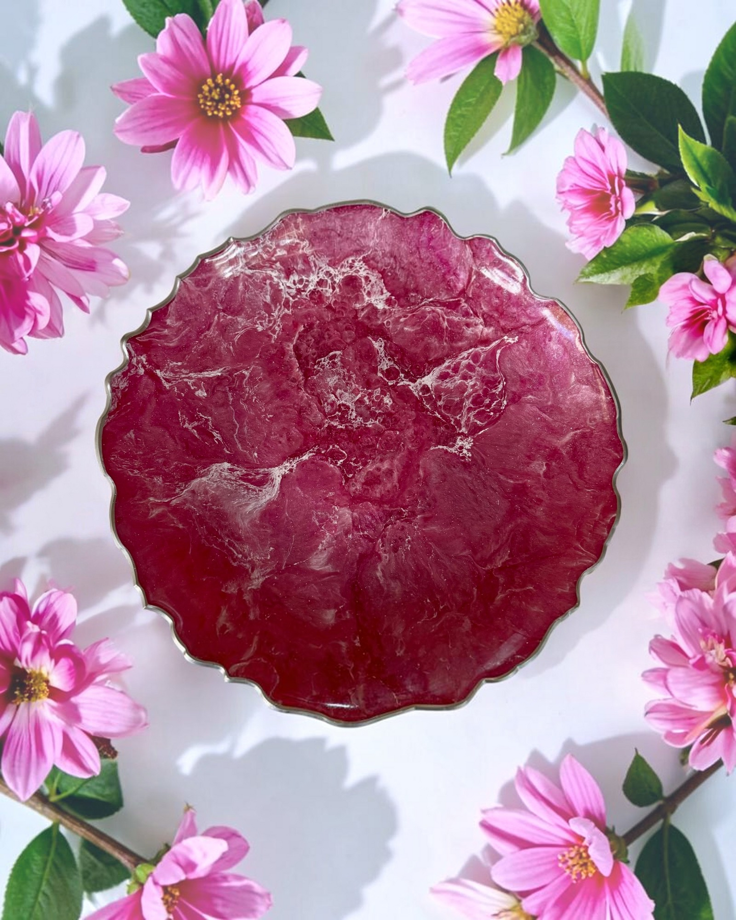 Pink Platter 12" geode design epoxy resin