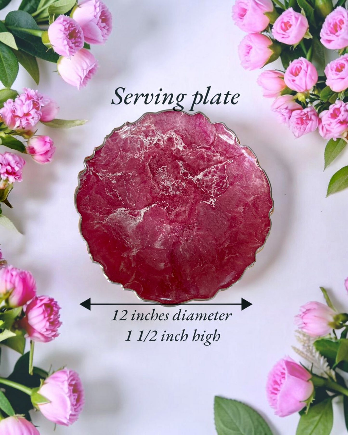 Pink Platter 12" geode design epoxy resin