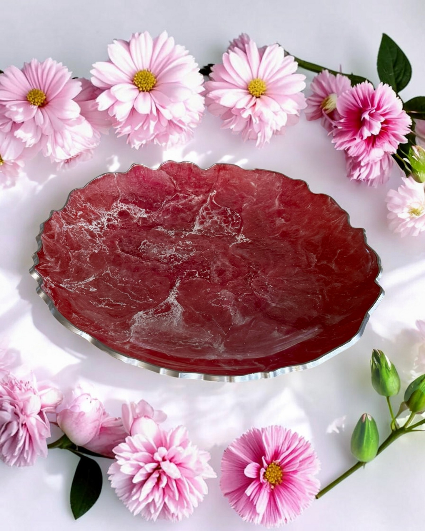 Pink Platter 12" geode design epoxy resin