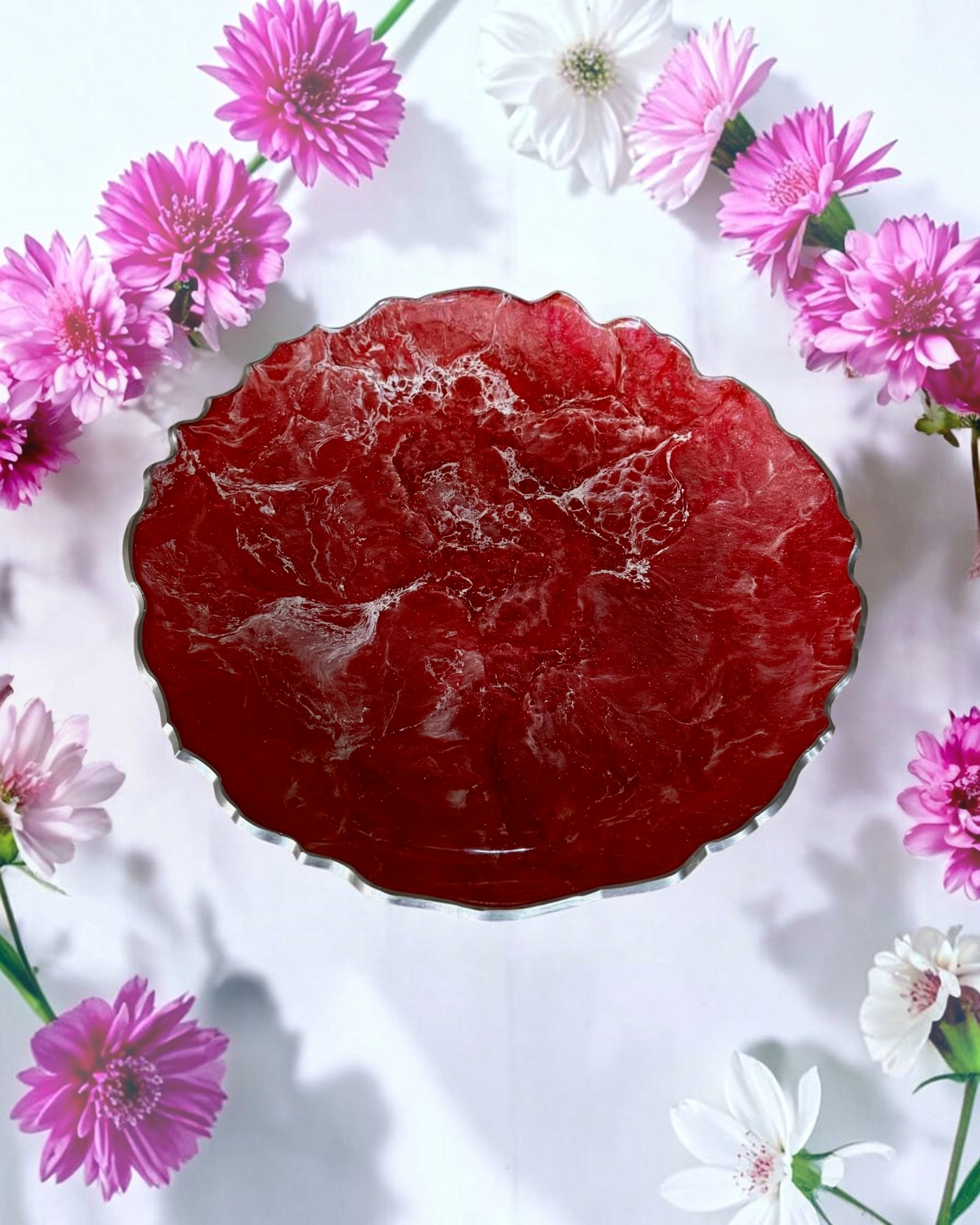 Pink Platter 12" geode design epoxy resin