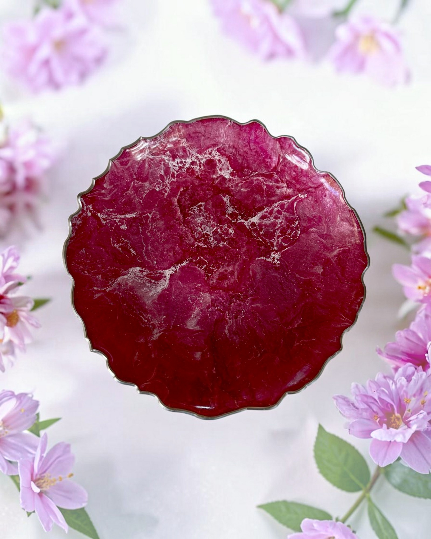 Pink Platter 12" geode design epoxy resin