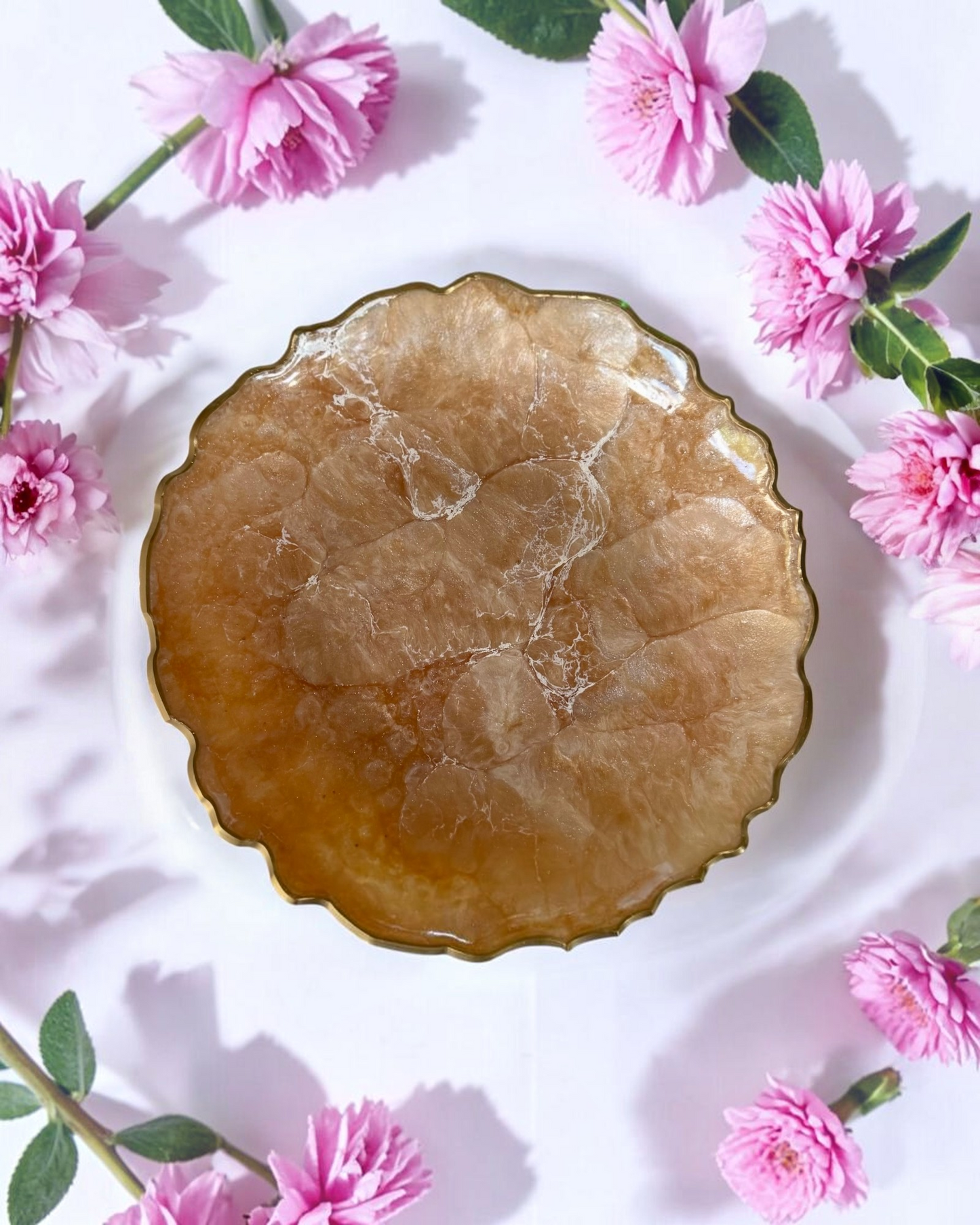 Cream Platter 12" geode design epoxy resin