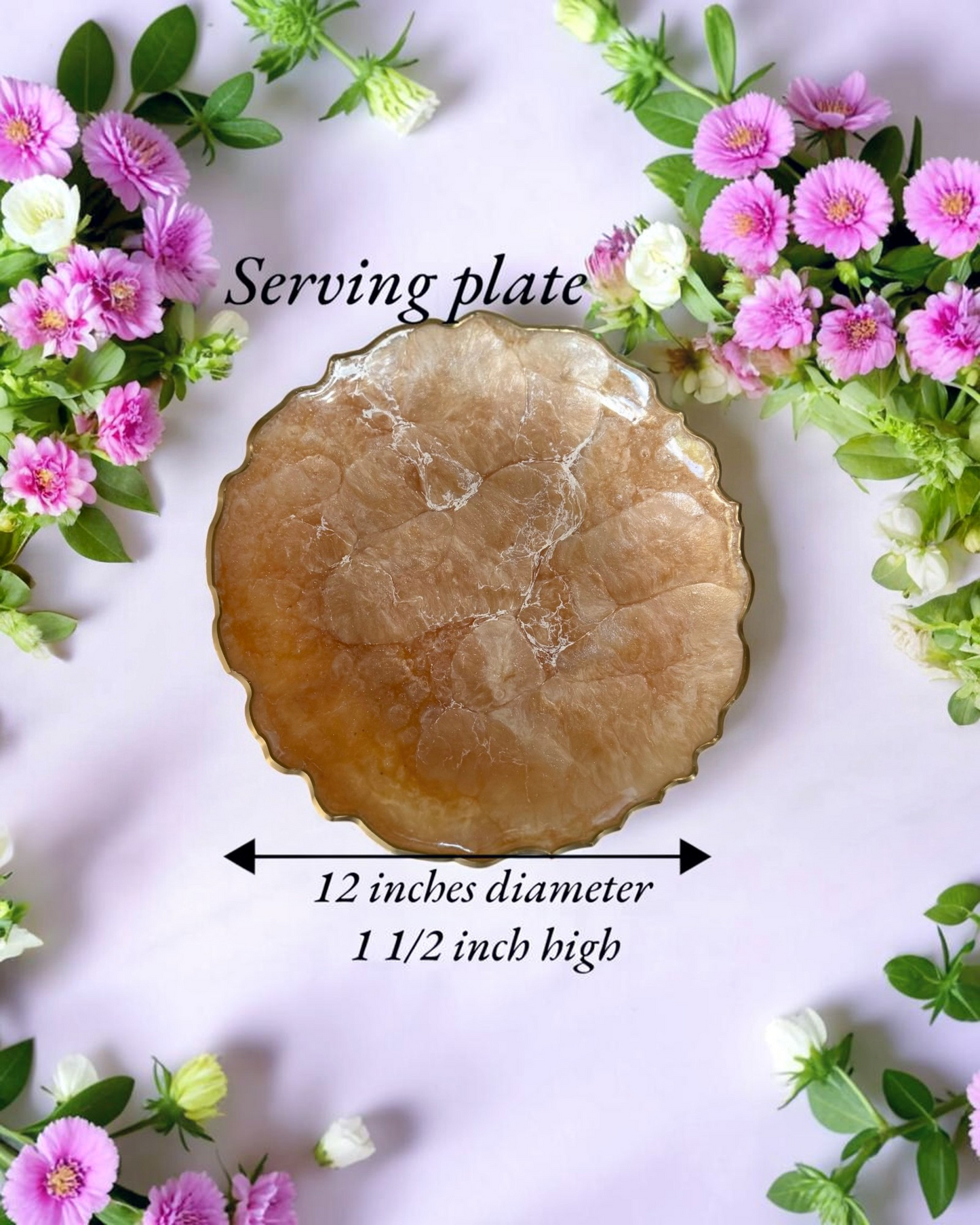 Cream Platter 12" geode design epoxy resin