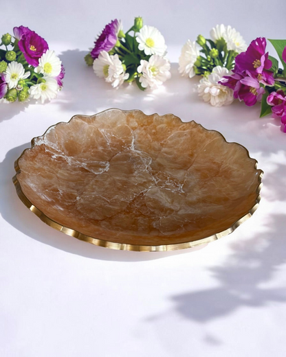 Cream Platter 12" geode design epoxy resin