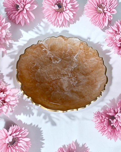 Cream Platter 12" geode design epoxy resin