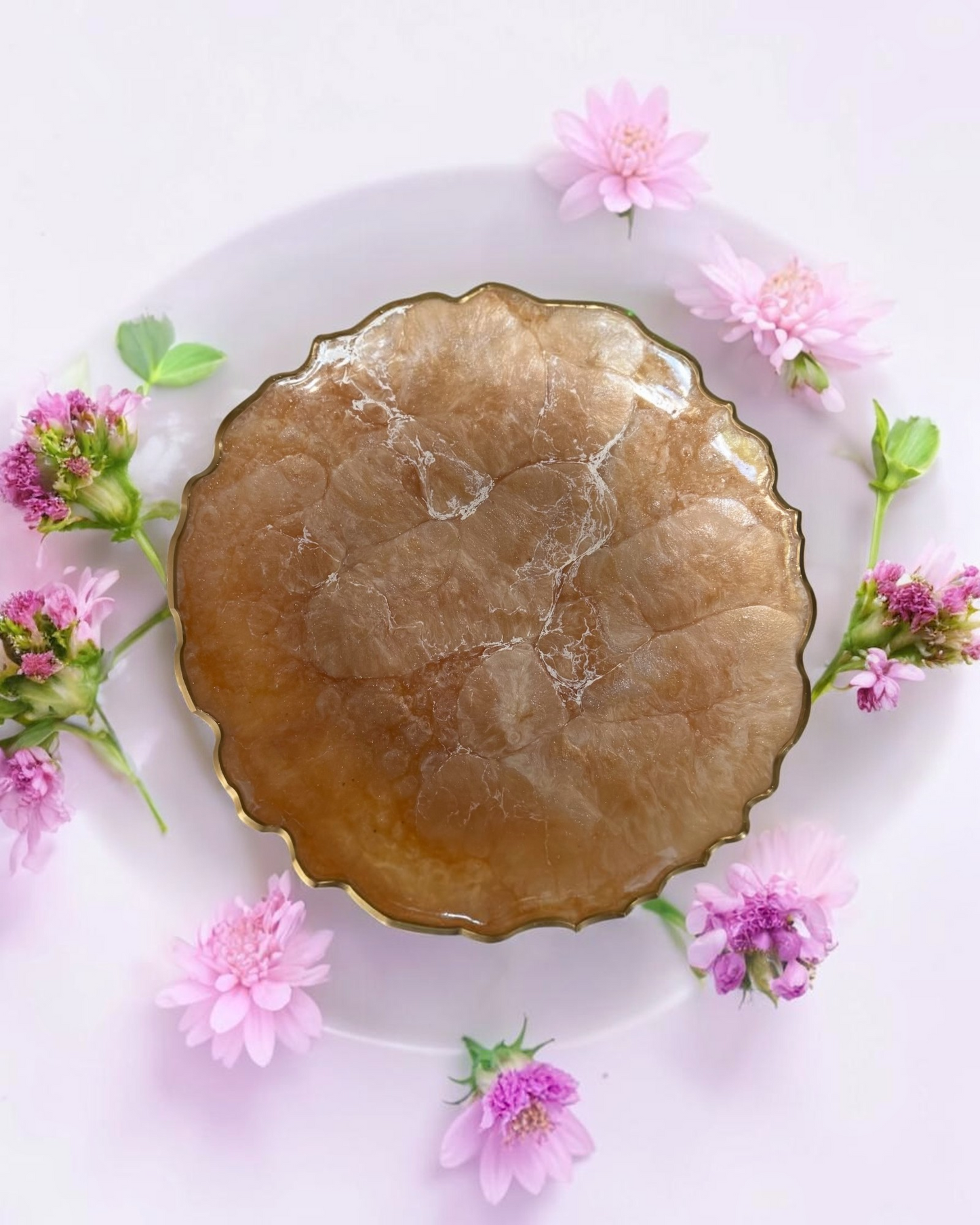 Cream Platter 12" geode design epoxy resin