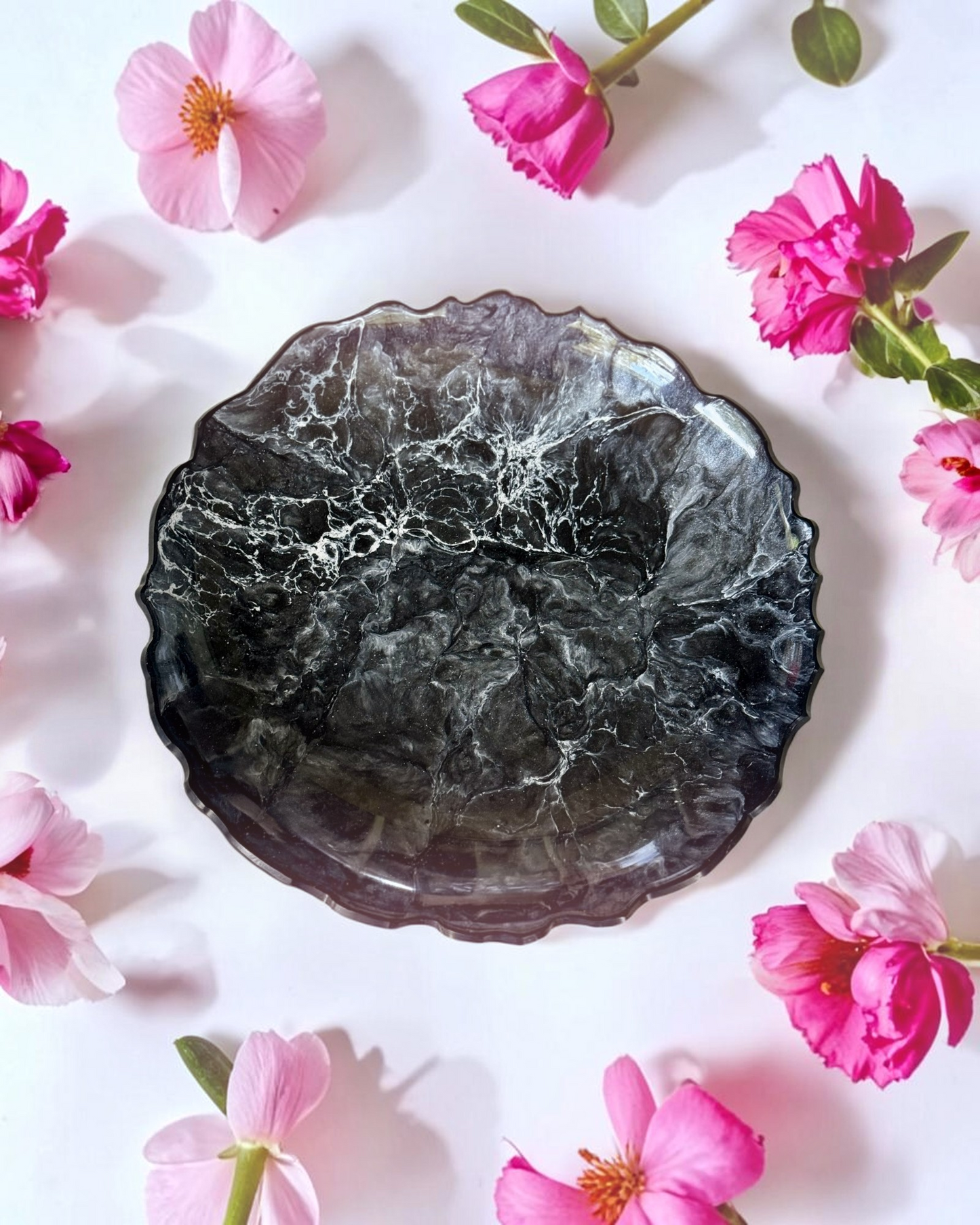 Black Platter 12" geode design epoxy resin