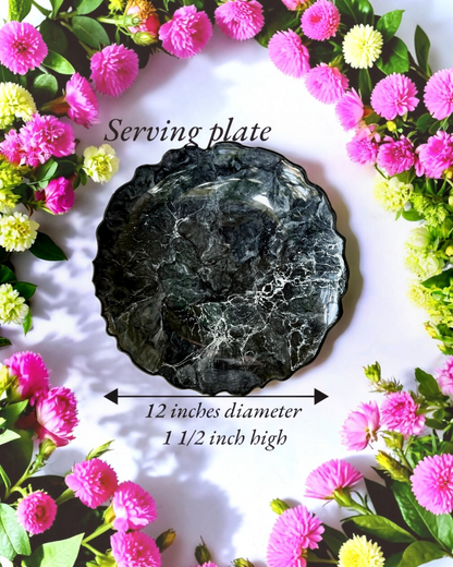 Black Platter 12" geode design epoxy resin