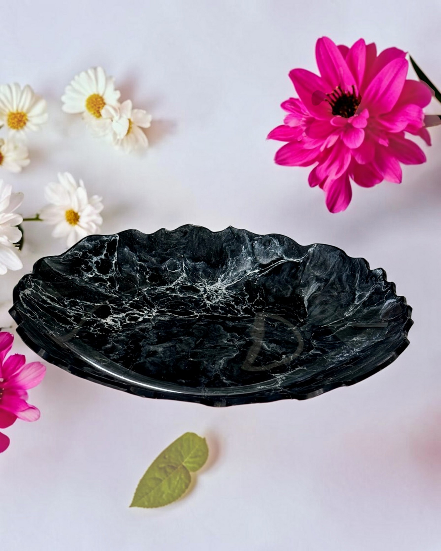 Black Platter 12" geode design epoxy resin