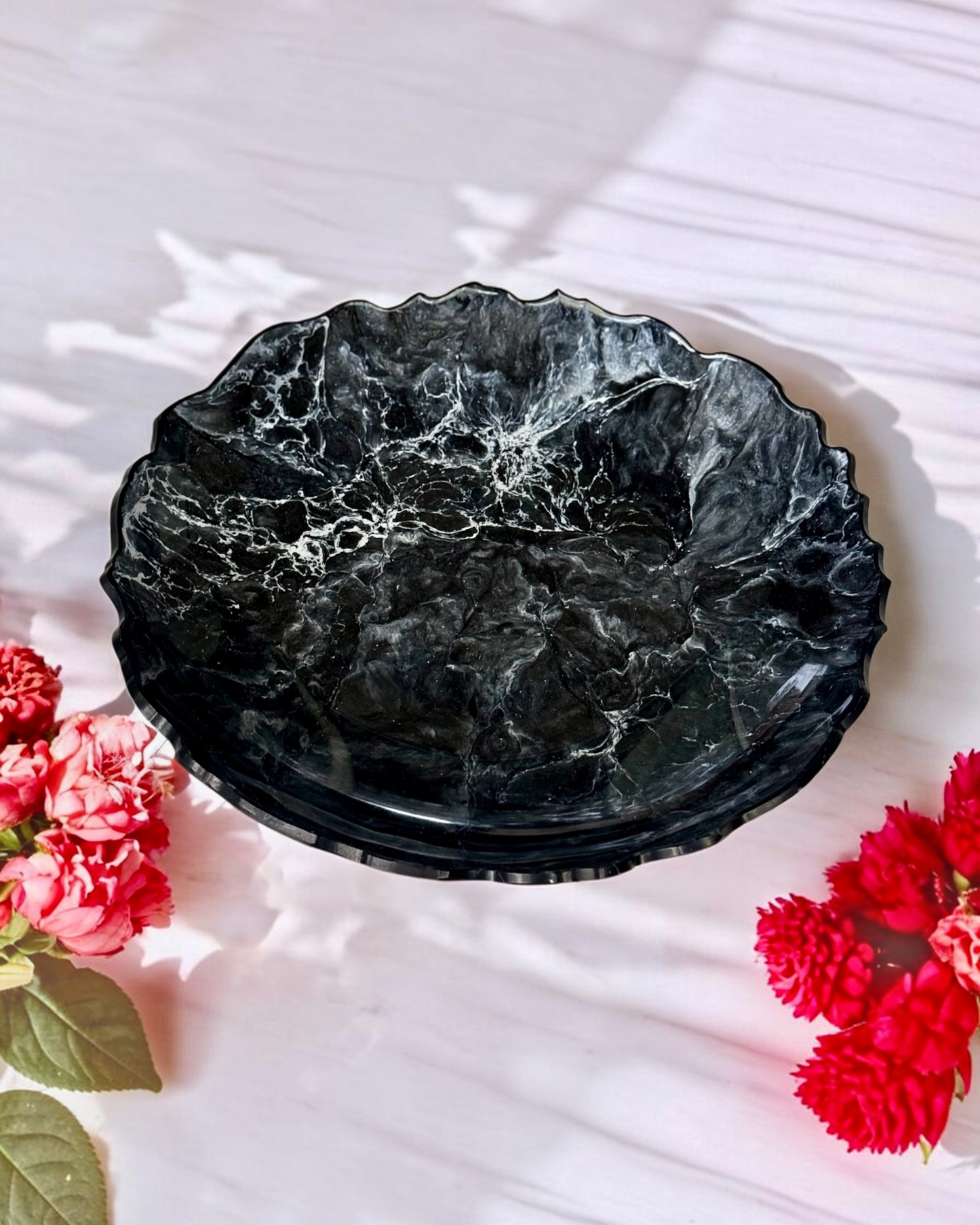 Black Platter 12" geode design epoxy resin