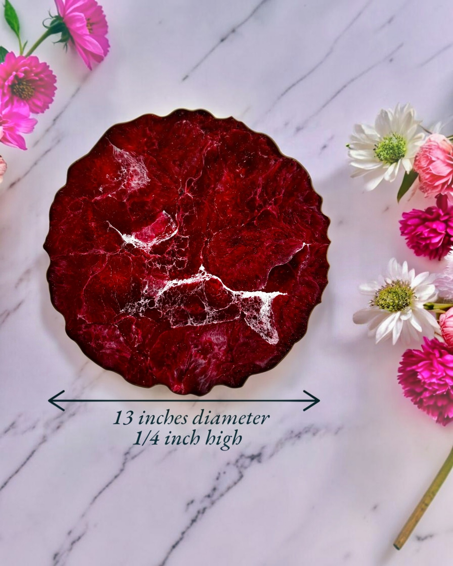 Red Placemats geode design epoxy resin