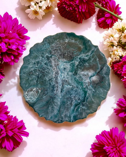 Teal and Silver Placemats geode design epoxy resin
