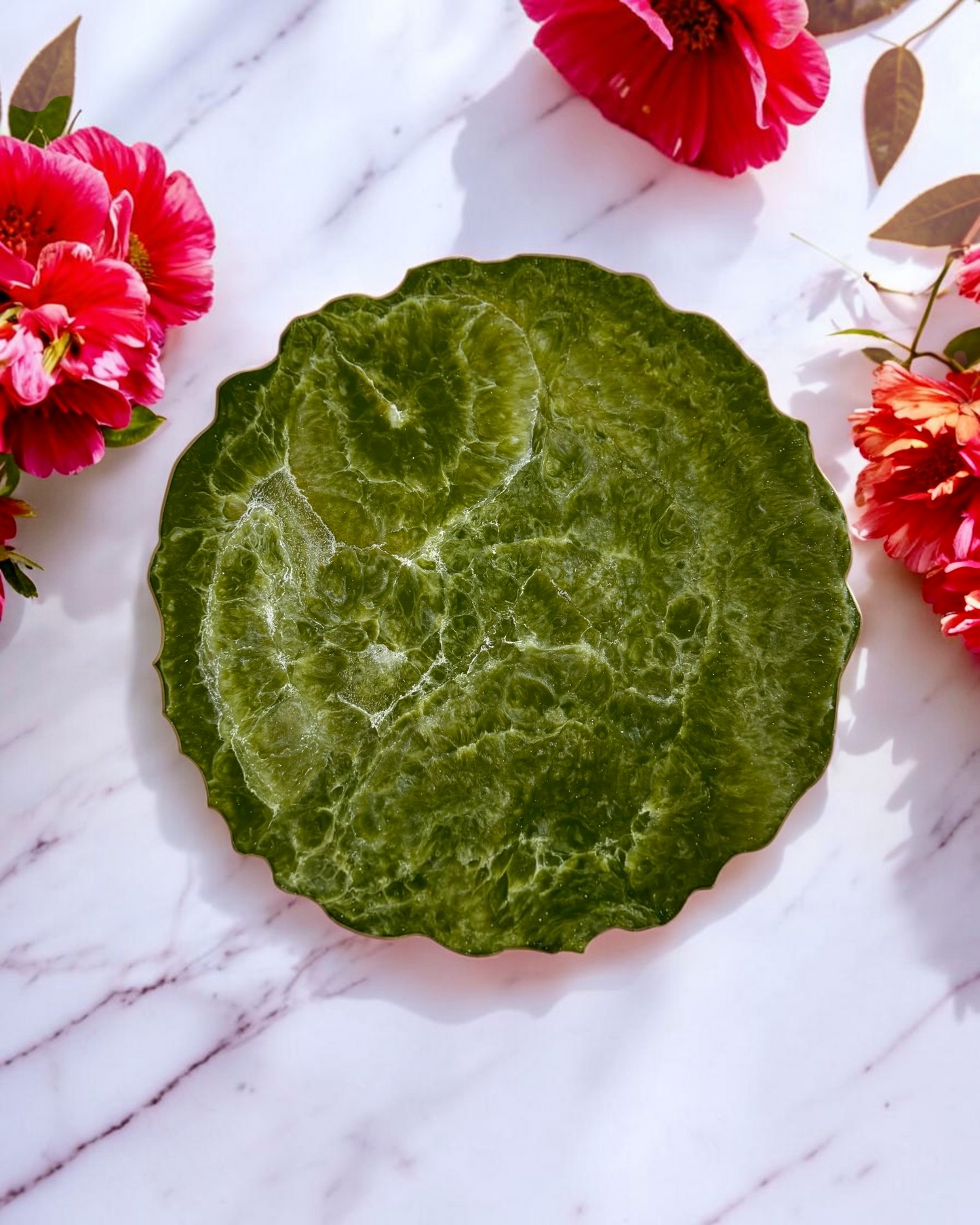 Olive green Placemats geode design epoxy resin