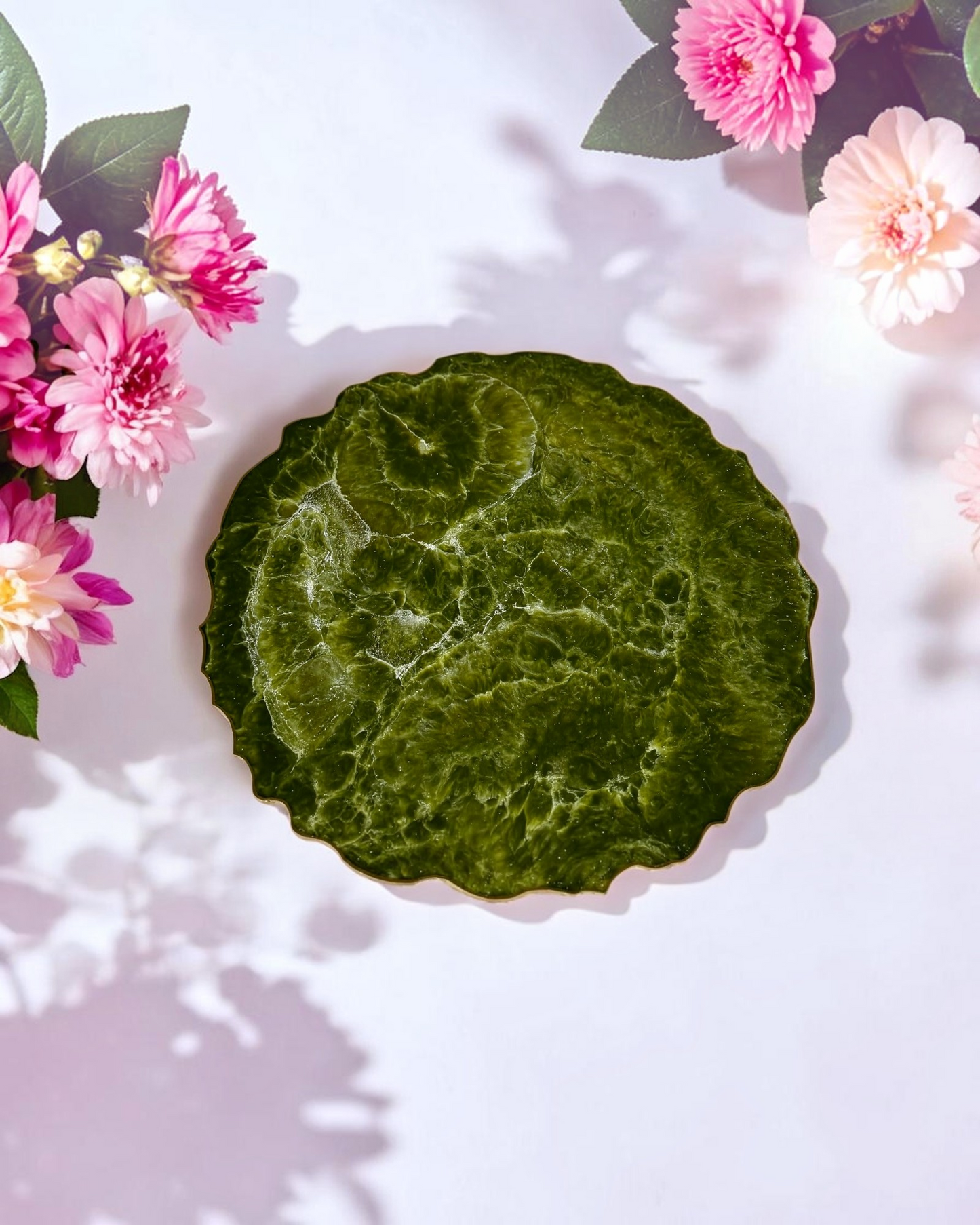 Olive green Placemats geode design epoxy resin