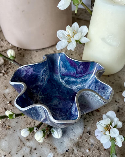Small Purple and Blue bowl, 8x3" geode design epoxy resin