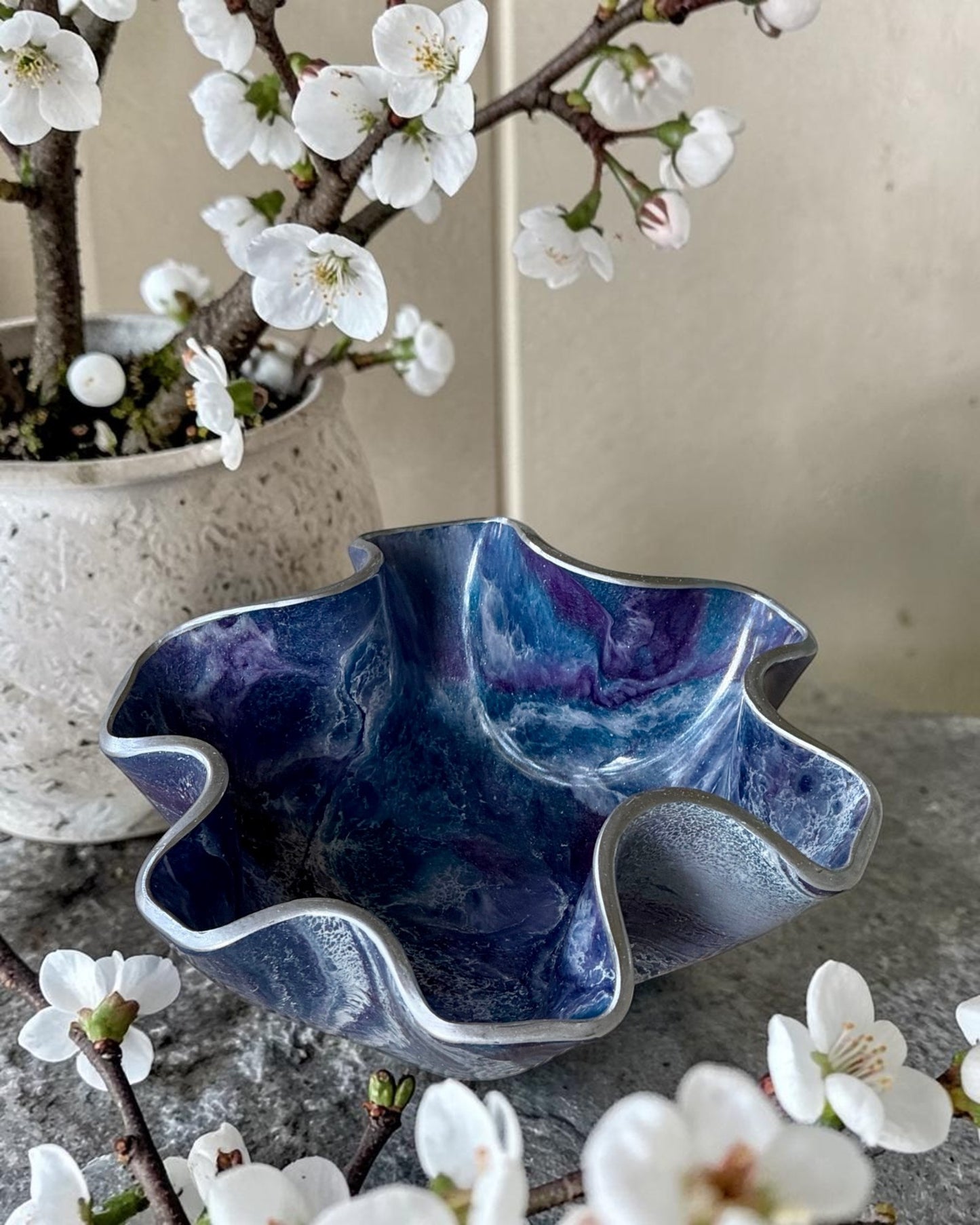 Small Purple and Blue bowl, 8x3" geode design epoxy resin