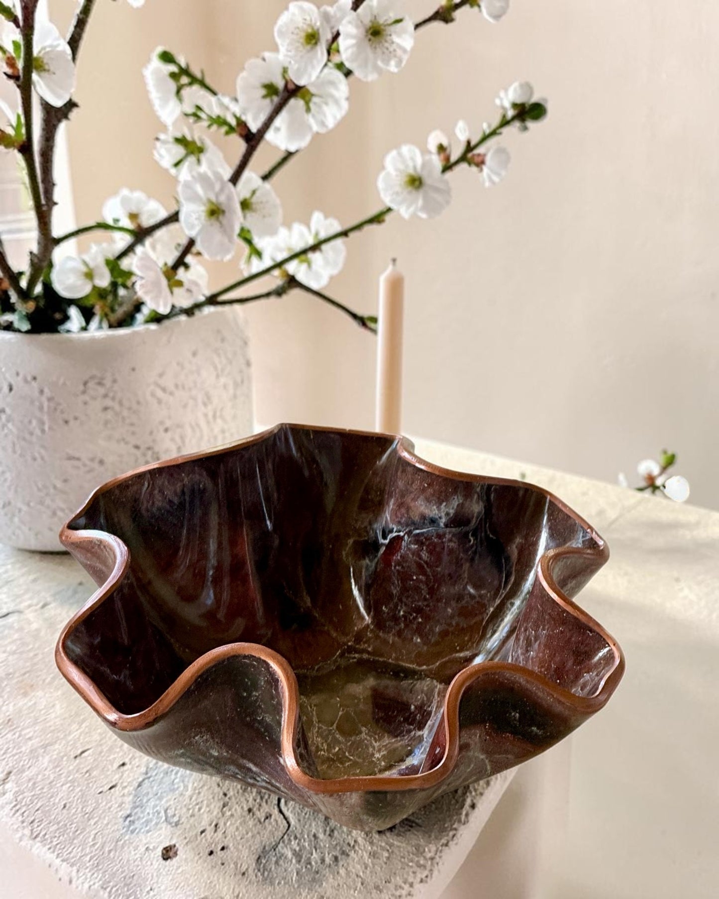 Small Black, Bronze and Copper bowl, 8x3" geode design epoxy resin