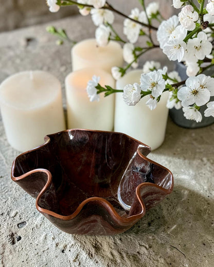 Small Black, Bronze and Copper bowl, 8x3" geode design epoxy resin