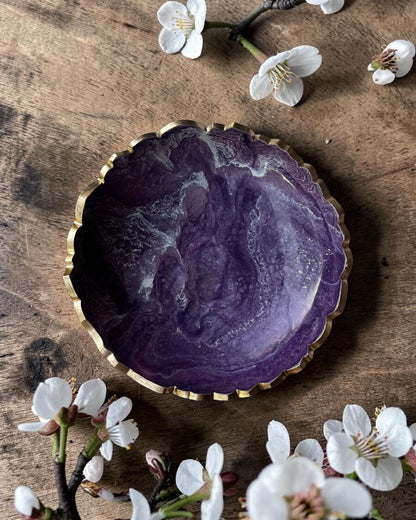 Small Purple bowl, 8x2" geode design epoxy resin