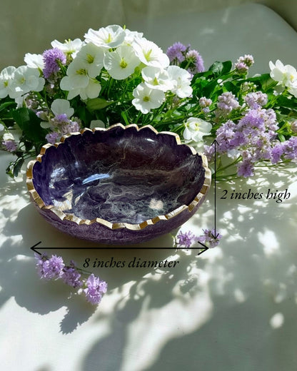 Small Purple bowl, 8x2" geode design epoxy resin