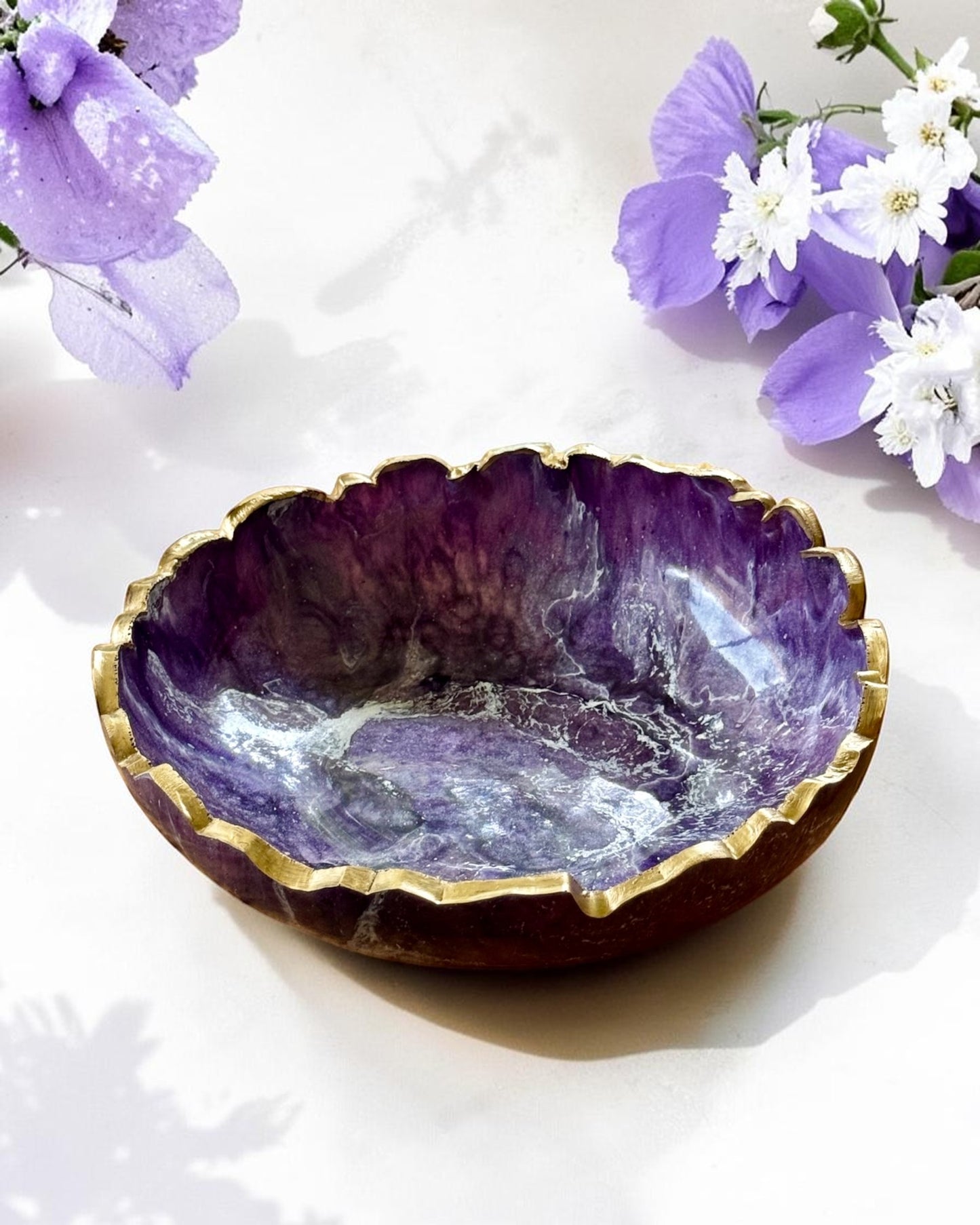 Small Purple bowl, 8x2" geode design epoxy resin