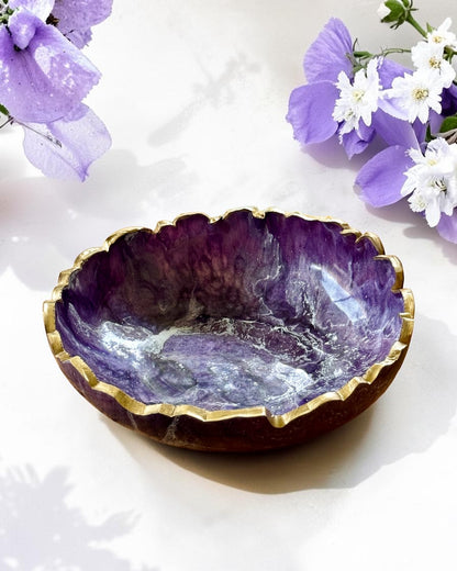 Small Purple bowl, 8x2" geode design epoxy resin