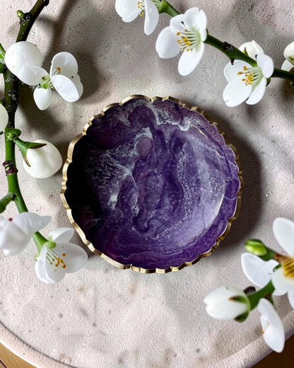 Small Purple bowl, 8x2" geode design epoxy resin