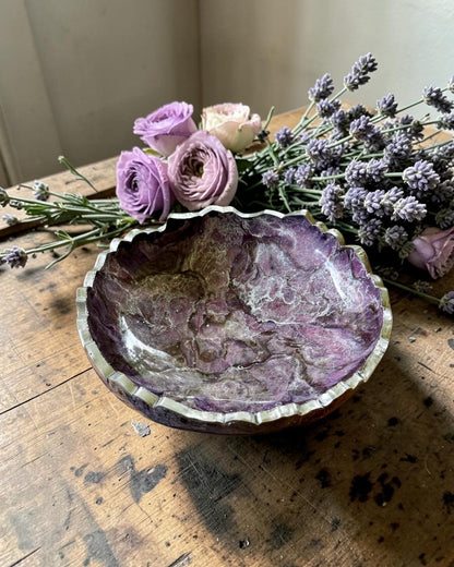 Small Purple and Brown bowl, 8x2" geode design epoxy resin