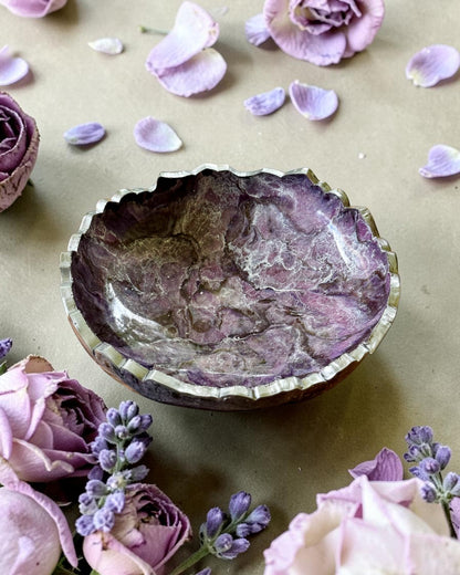 Small Purple and Brown bowl, 8x2" geode design epoxy resin