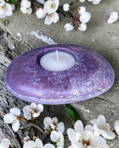Blue set of 3 candle tealight holders with geode design epoxy resin