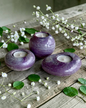 Blue set of 3 candle tealight holders with geode design epoxy resin