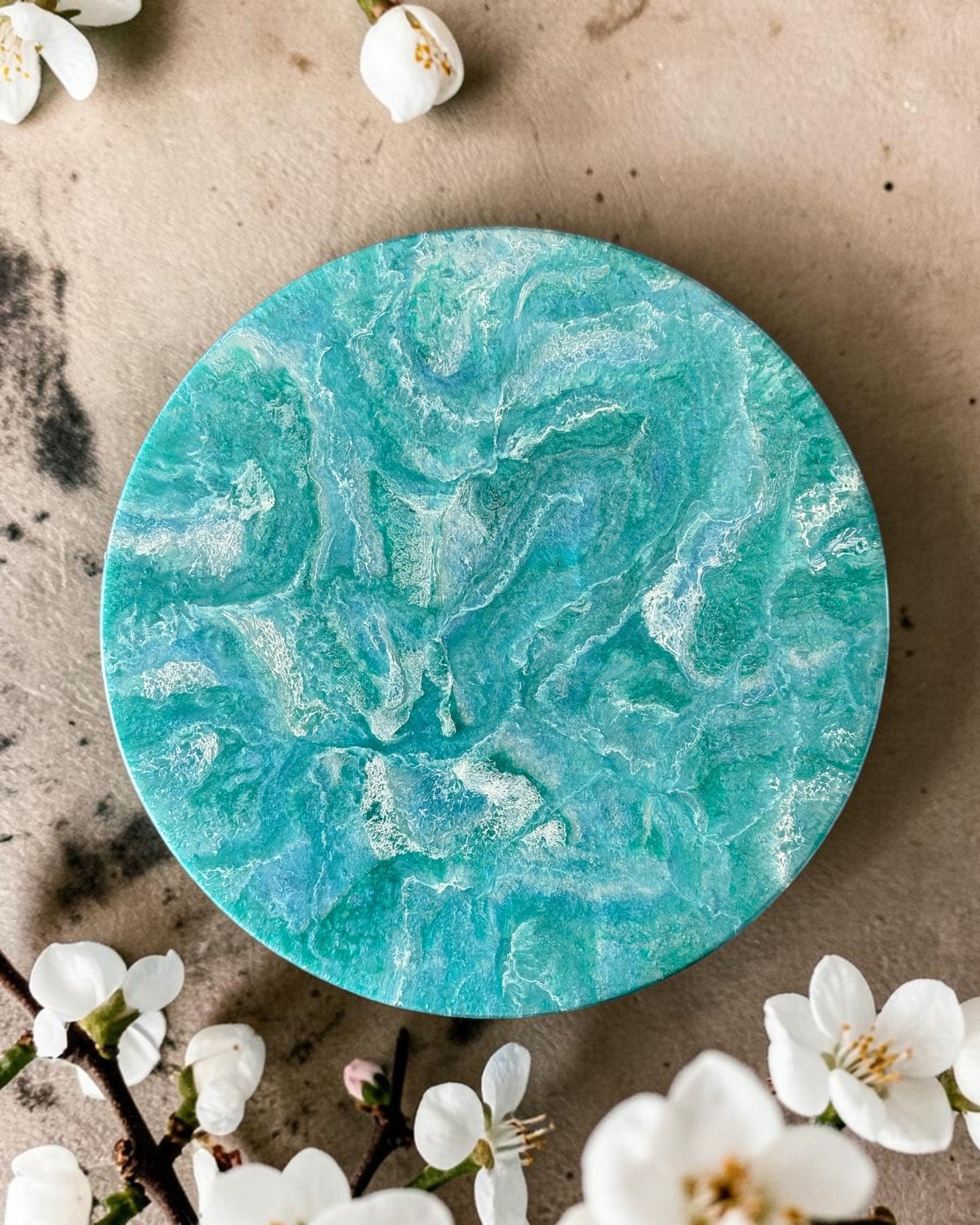 Ocean colors Lazy Susan's geode design epoxy resin, 5 sizes