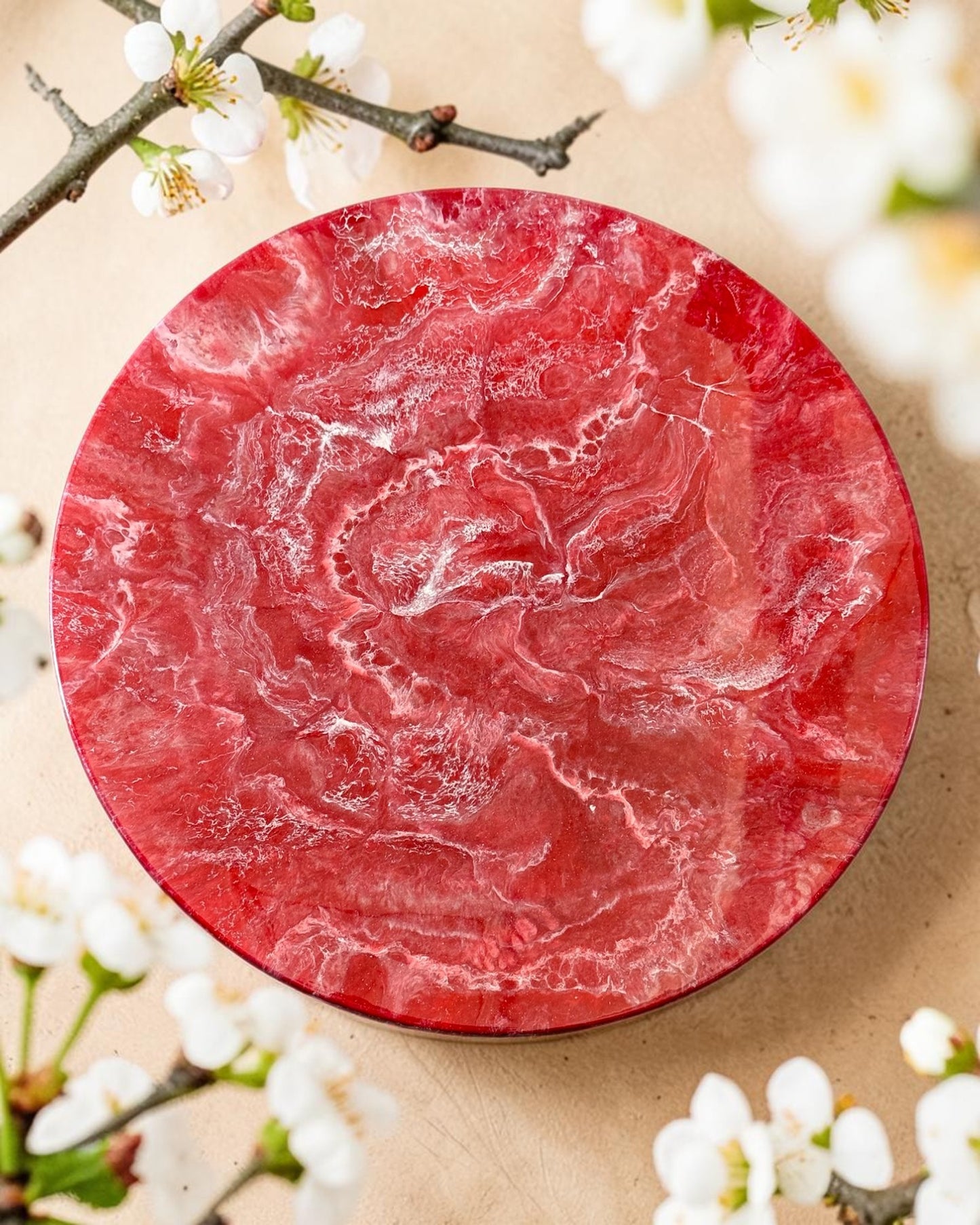 Red Lazy Susan's geode design epoxy resin, 5 sizes