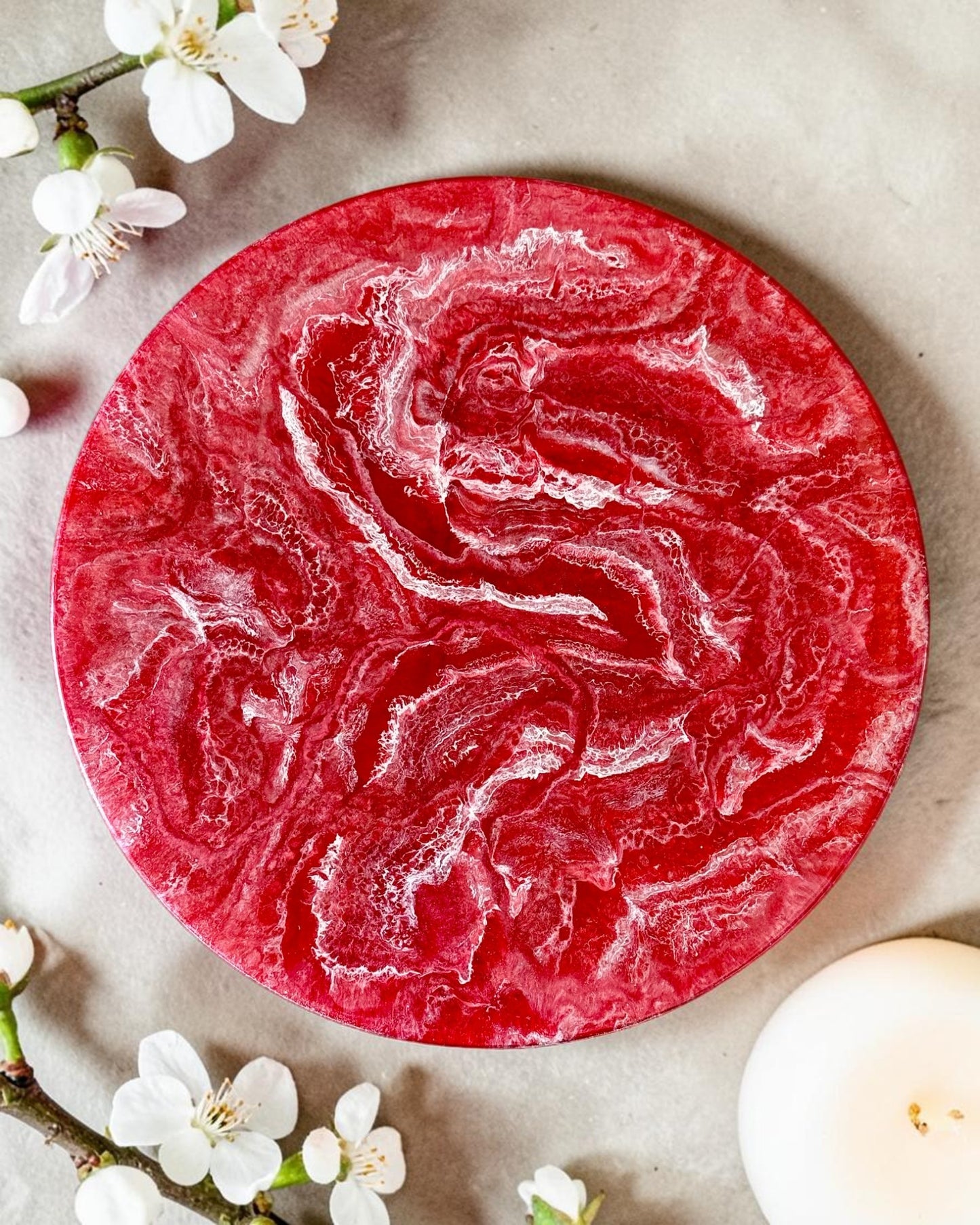 Red Lazy Susan's geode design epoxy resin, 5 sizes