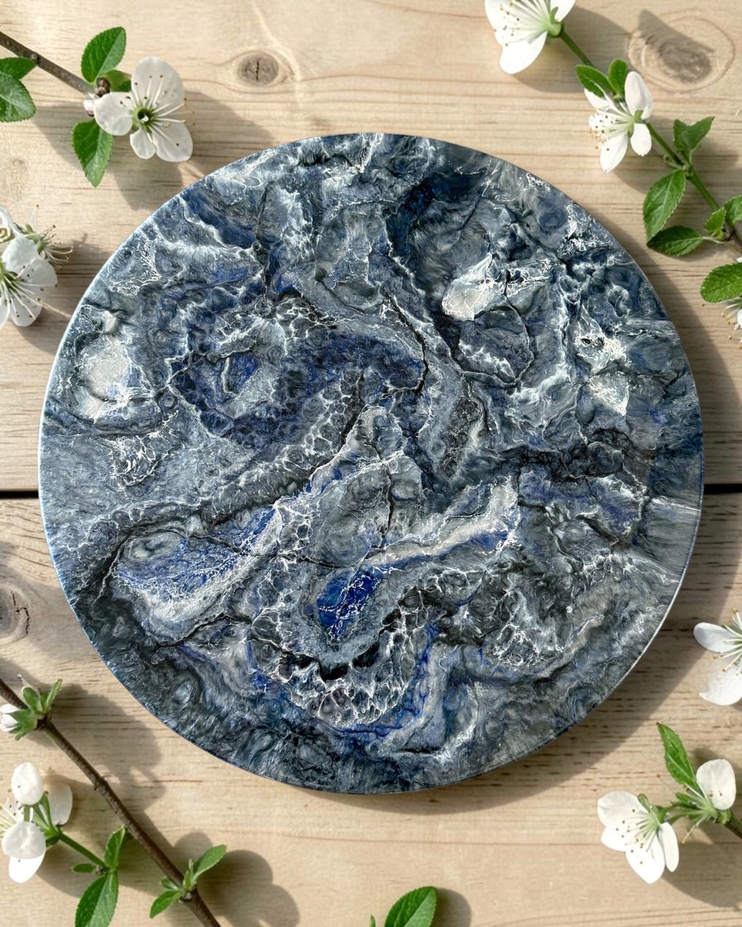 Blue Lazy Susan's geode design epoxy resin, 5 sizes