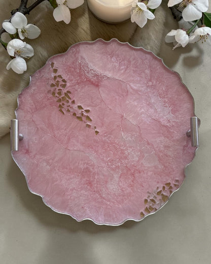 Light Pink tray handmade epoxy resin geode design
